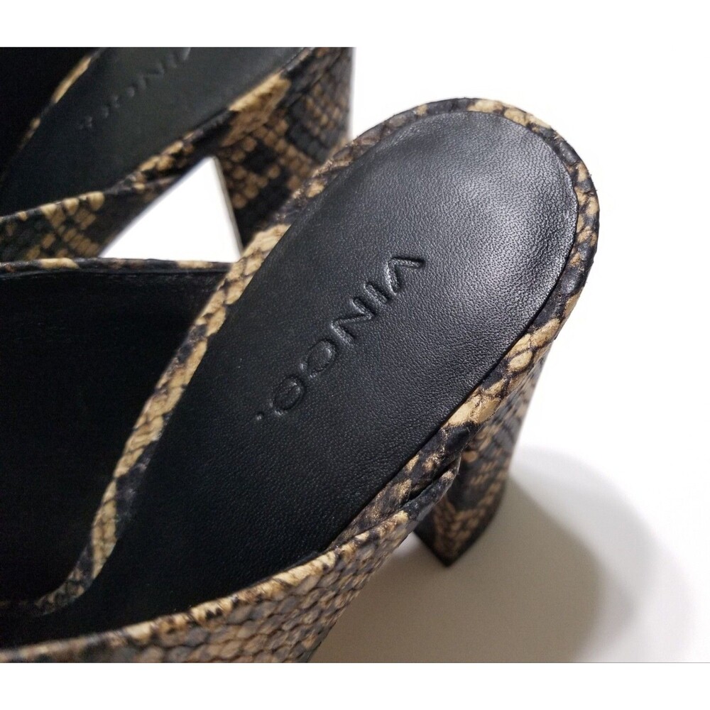 NIB Vince Heath Snake Print Leather Block Heel Sandal Mule Slide Senegal - Picture 13 of 16